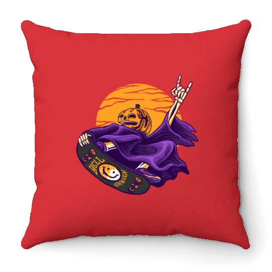 GRIM REAPER SKATEBOARD Throw Pillows