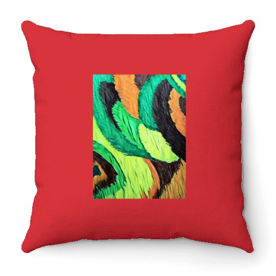Colorful flow grass art Throw Pillows