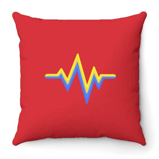 Yellow Blue Heartbeat World Down Syndrome Throw Pillows