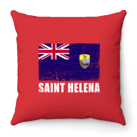 Saint Helena Flag Grunge Country Flag Saint Helena Throw Pillows