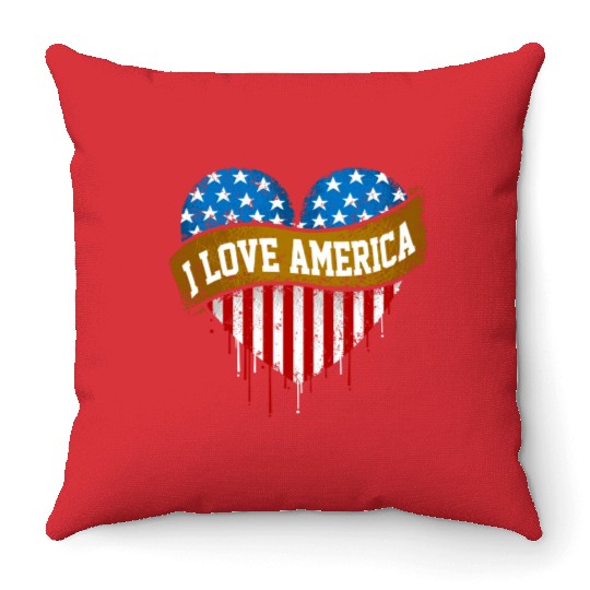 I Love America Throw Pillows