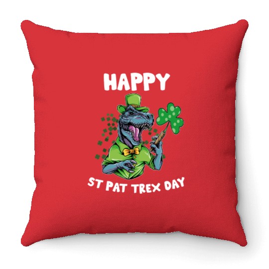 Happy St Pat Trex Day Dino St Patricks Day Toddler Throw Pillows