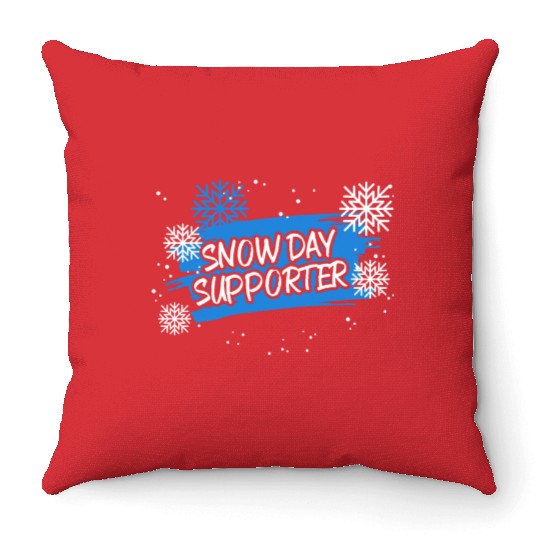 Snow Day Supporter Ice Cold Snowy Winter Season Throw Pillows