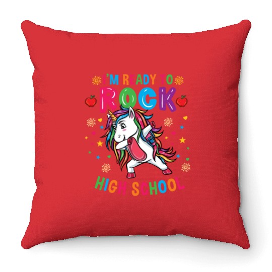 Unicorn Im Ready To Rock High School Throw Pillows