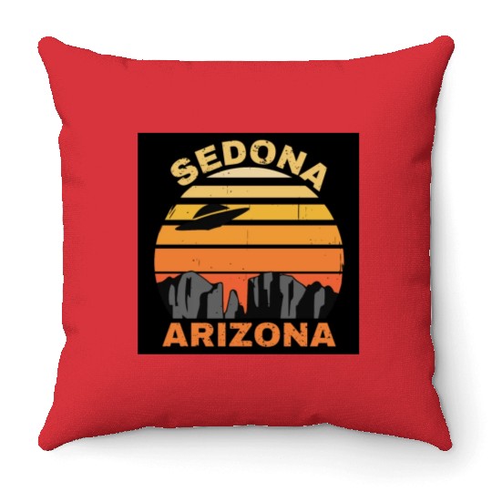 Sedona Arizonna Retro Sunset and UFO Throw Pillows