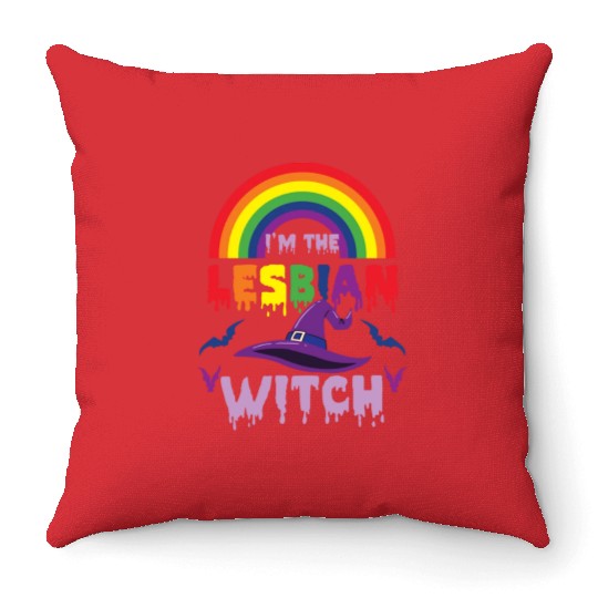 I m The Lesbian Witch For Halloween Throw Pillows