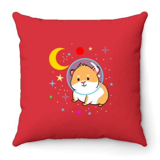 Space Guinea Pig for Guinea Pig Lover Throw Pillows
