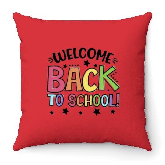 Welcome Back to School Student Teacher Colorful Throw Pillows