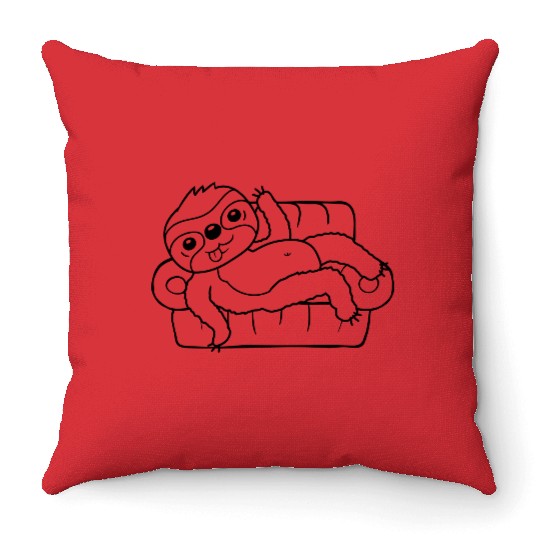 Home sofa sloth chill Throw Pillows