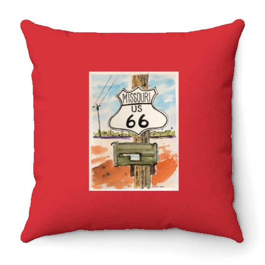Missouri Route 66 Sign Throw Pillows
