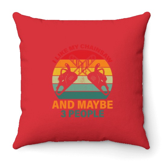 Chainsaw Carving Woodworking Carpenter Throw Pillows