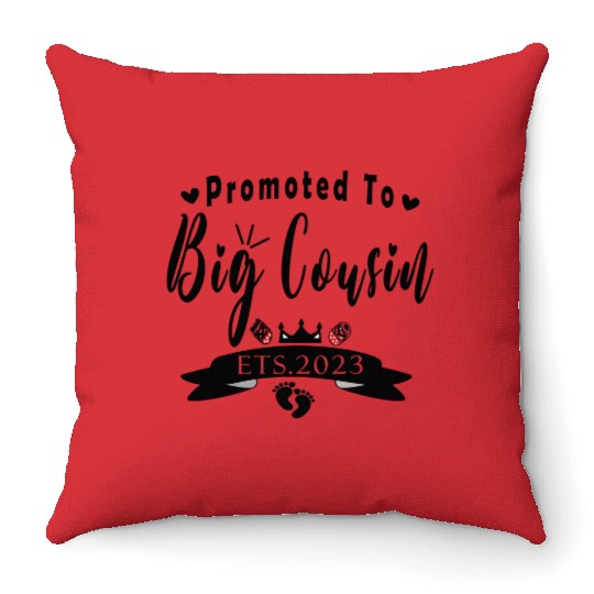 Copy of Promoted To Big Cousin Est 2023 Throw Pillows