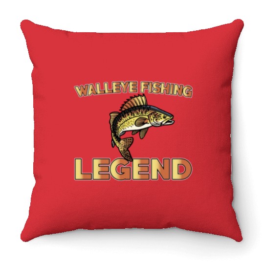 Great Walleye Fishing Legend Throw Pillows