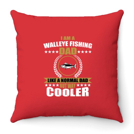 Walleye Fishing Dad For Men Throw Pillows