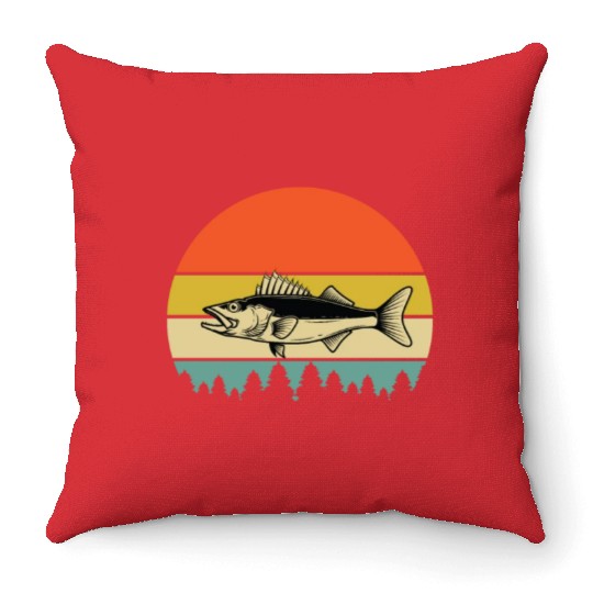 Walleye Fishing Throw Pillows