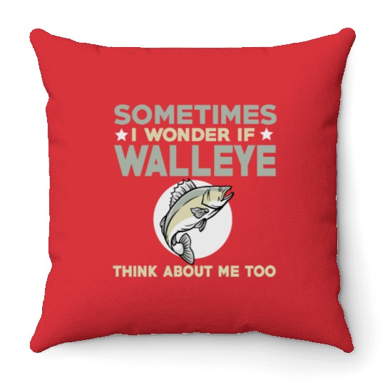 Funny Walleye Fishing Lover Throw Pillows