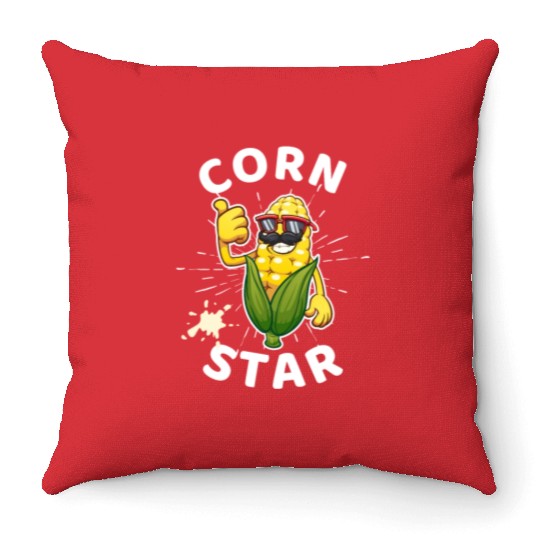 Funny Corn Star Sunglasses Mustache big Postal Service Throw Pillows