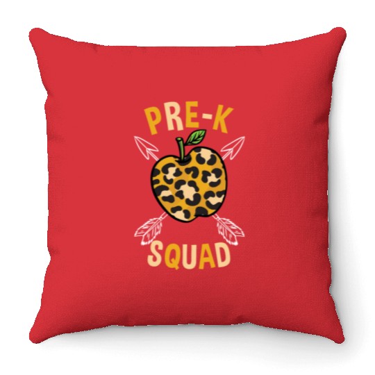 Pre-K Back To School Squad Leopard Print Throw Pillows