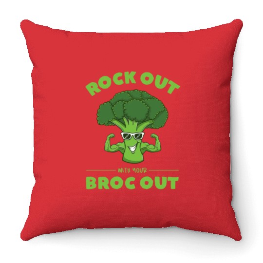 Rock Out With Your Broc Out for Broccoli Lover Throw Pillows