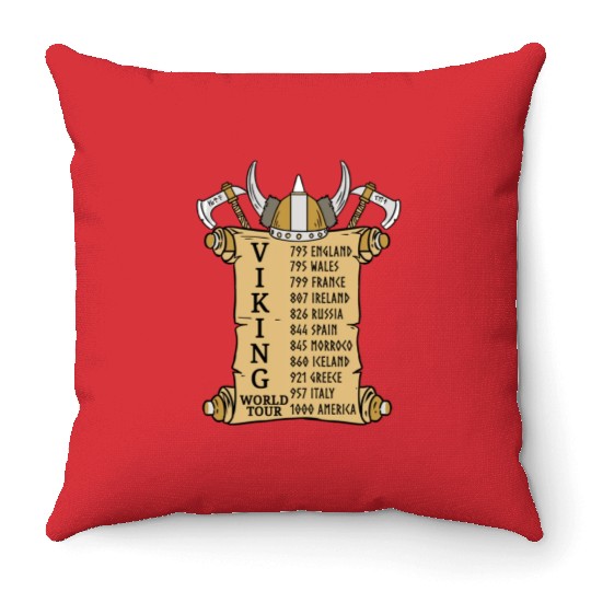 Viking World Tour For Vikings Lover Throw Pillows