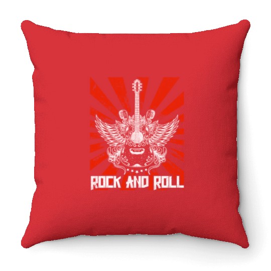 Guitar Musician Guitarist Rock and Roll Throw Pillows