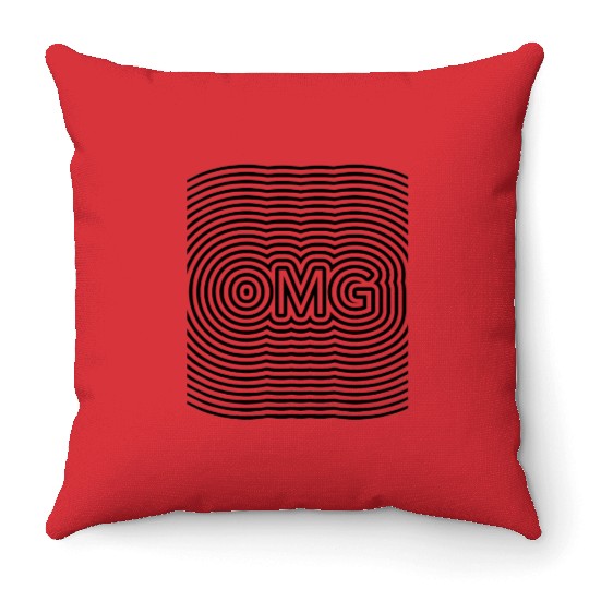 OMG optical illusion op art black lines Throw Pillows