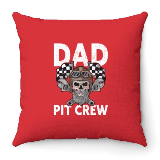 Dad Pit Crew Racing Familiy Race Car Kart Racer Throw Pillows
