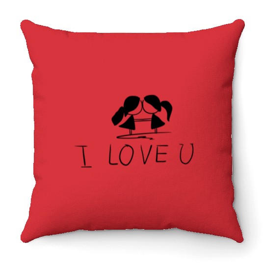 lesbian couple couple i love you Throw Pillows