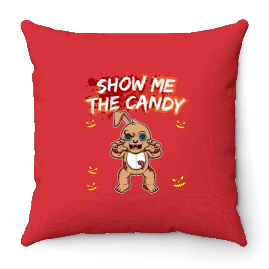 Show Me The Candy Halloween Costume Trick Or Treat Throw Pillows