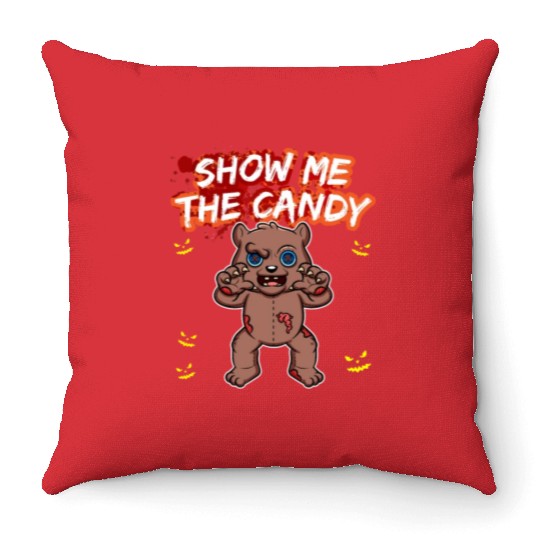 Show Me The Candy Halloween Costume Trick Or Treat Throw Pillows