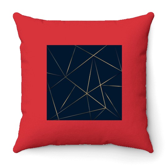 Luxury Gold Navy Blue Geometric Polygon Throw Pillows