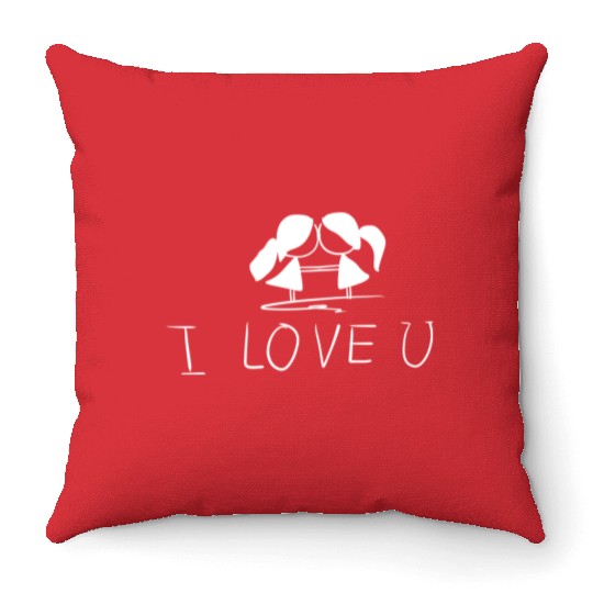 lesbian couple couple i love you Throw Pillows