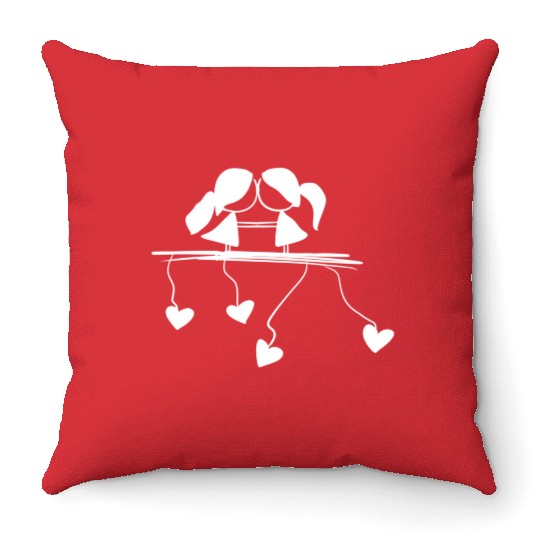 lesbian couple love symbol Throw Pillows