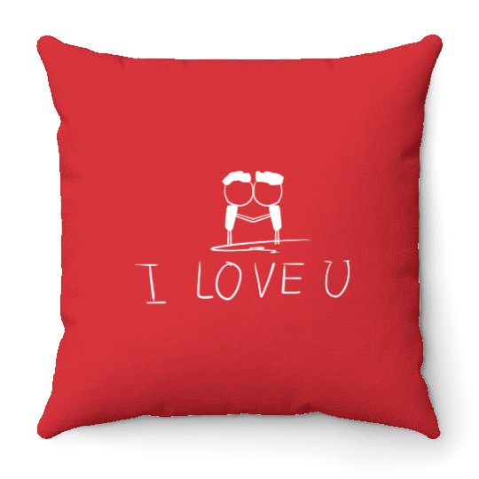 i love you gay couple Throw Pillows