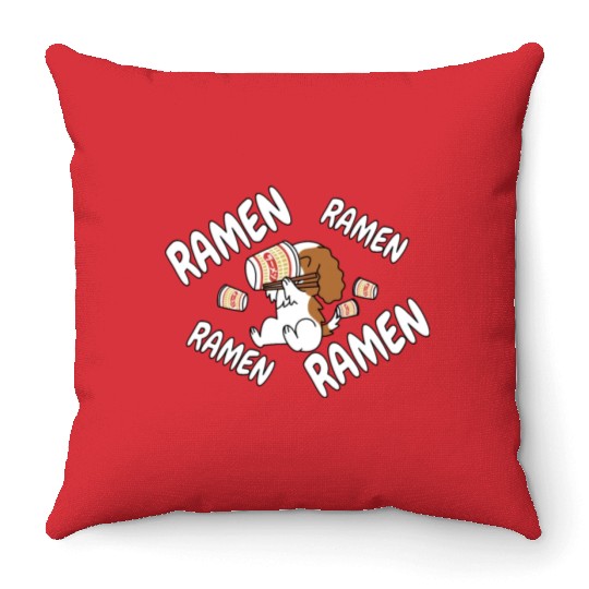 Cavalier King Charles Spaniel Instant Ramen Throw Pillows
