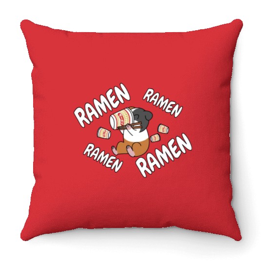 Guinea Pig Instant Ramen Noodles Throw Pillows