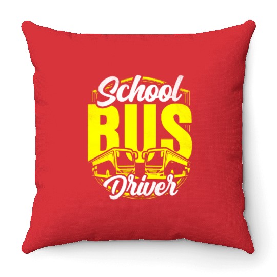 School Bus Driver Operator Busman Job Buses Throw Pillows