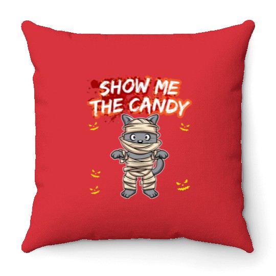 Show Me The Candy Halloween Costume Trick Or Treat Throw Pillows