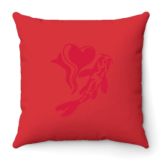 koi fish I Love Throw Pillows