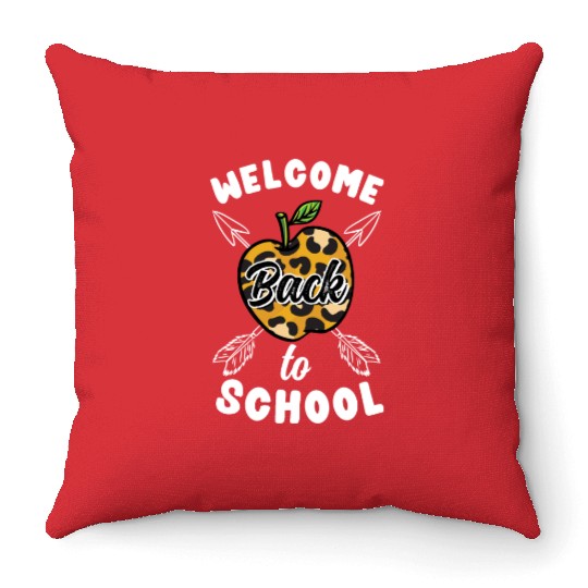 Welcome Back To School Leopard Print Throw Pillows