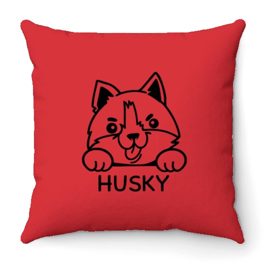 Husky Cartoon Throw Pillows