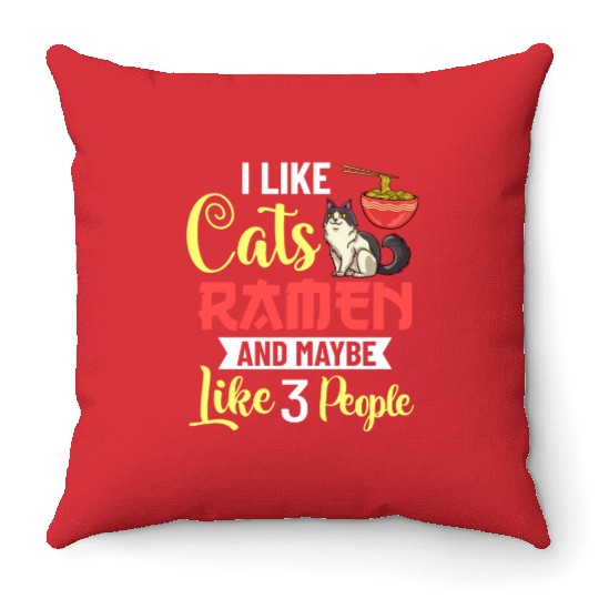 Ramen Cat Bowl Chicken Noodle Soup Japanese Throw Pillows