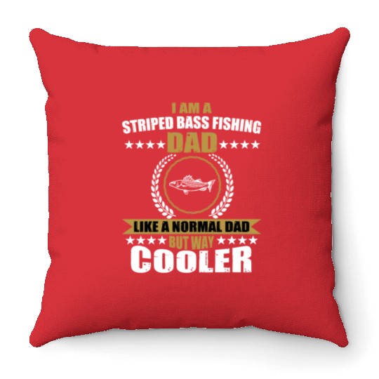 Striped Bass Fishing Dad Throw Pillows