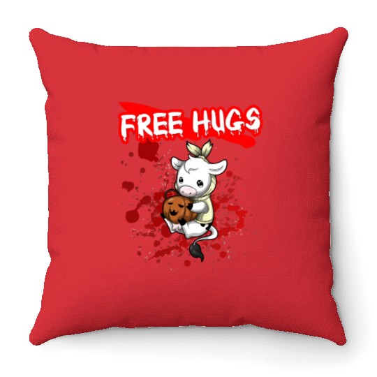 Free Hugs Halloween Sarcasm Scary Creepy Costume Throw Pillows