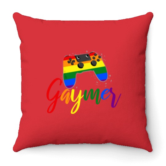 Funny Gaymer Controller Gay Gamer Rainbow LGBT Throw Pillows