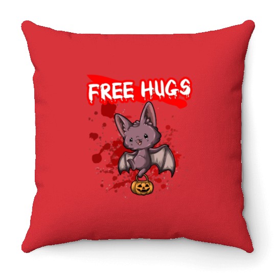 Free Hugs Halloween Sarcasm Scary Creepy Costume Throw Pillows