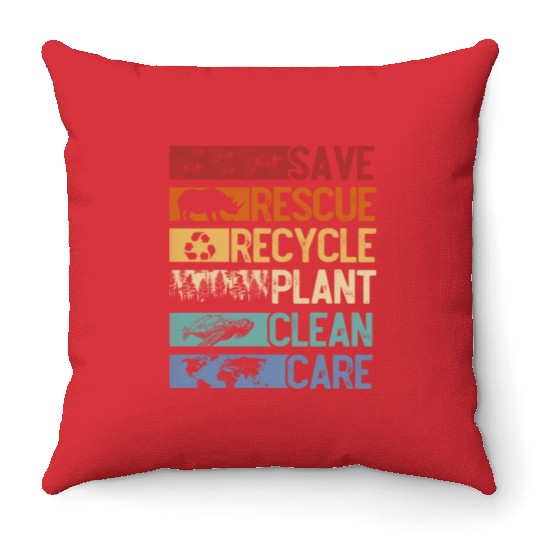 Earth Day, Save the planet, clean the oceans Throw Pillows
