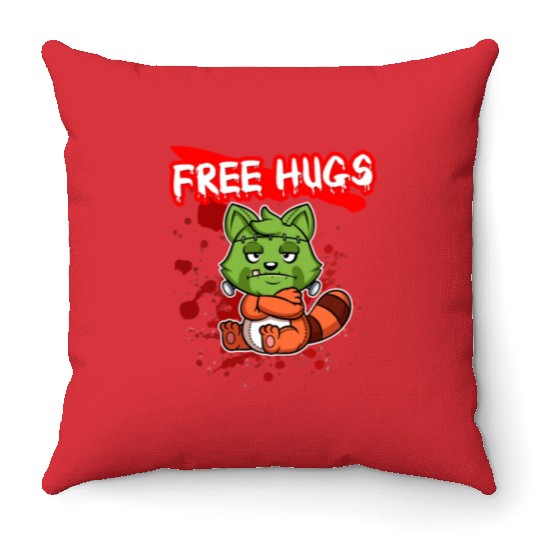 Free Hugs Halloween Sarcasm Scary Creepy Costume Throw Pillows