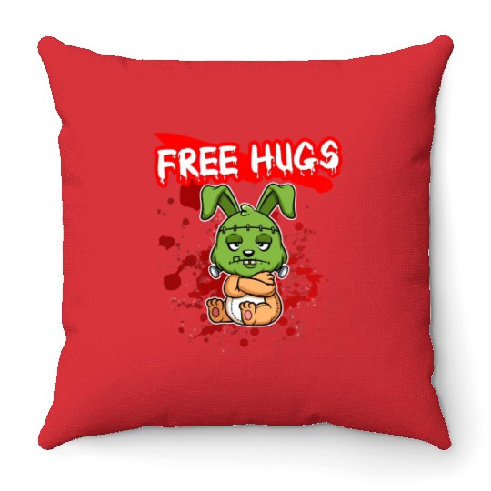 Free Hugs Halloween Sarcasm Scary Creepy Costume Throw Pillows