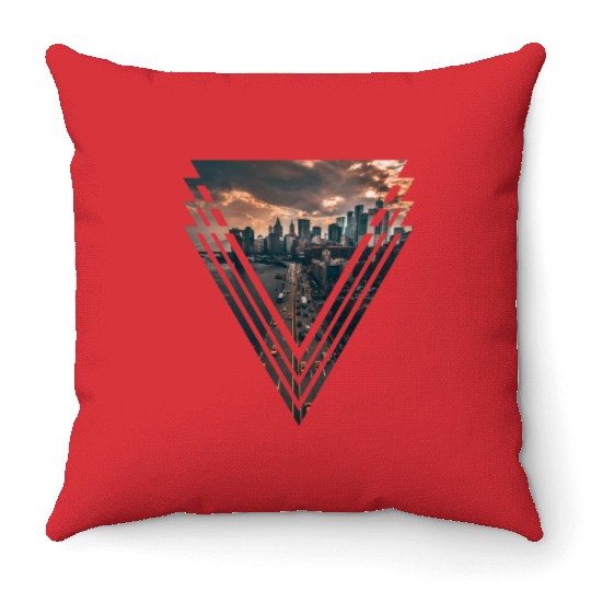 Manhattan in Triangle Throw Pillows